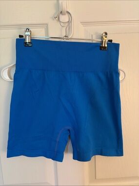 Women’s High-Waist Ribbed Bike Shorts - Blue